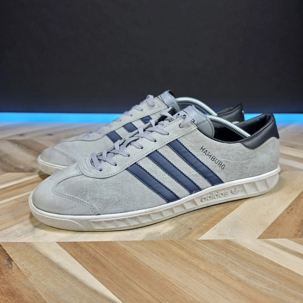 Adidas Originals Hamburg Low Grey Collegiate Navy BB5298 Suede Men's Size 11.5